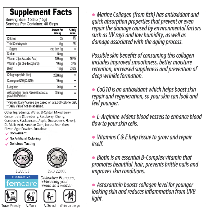Femcare Collagen Jelly Strips Supplement Facts